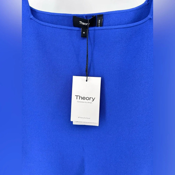 NWT Theory Square Neck Mini Dress Stretch Blue $395 - Picture 9 of 9